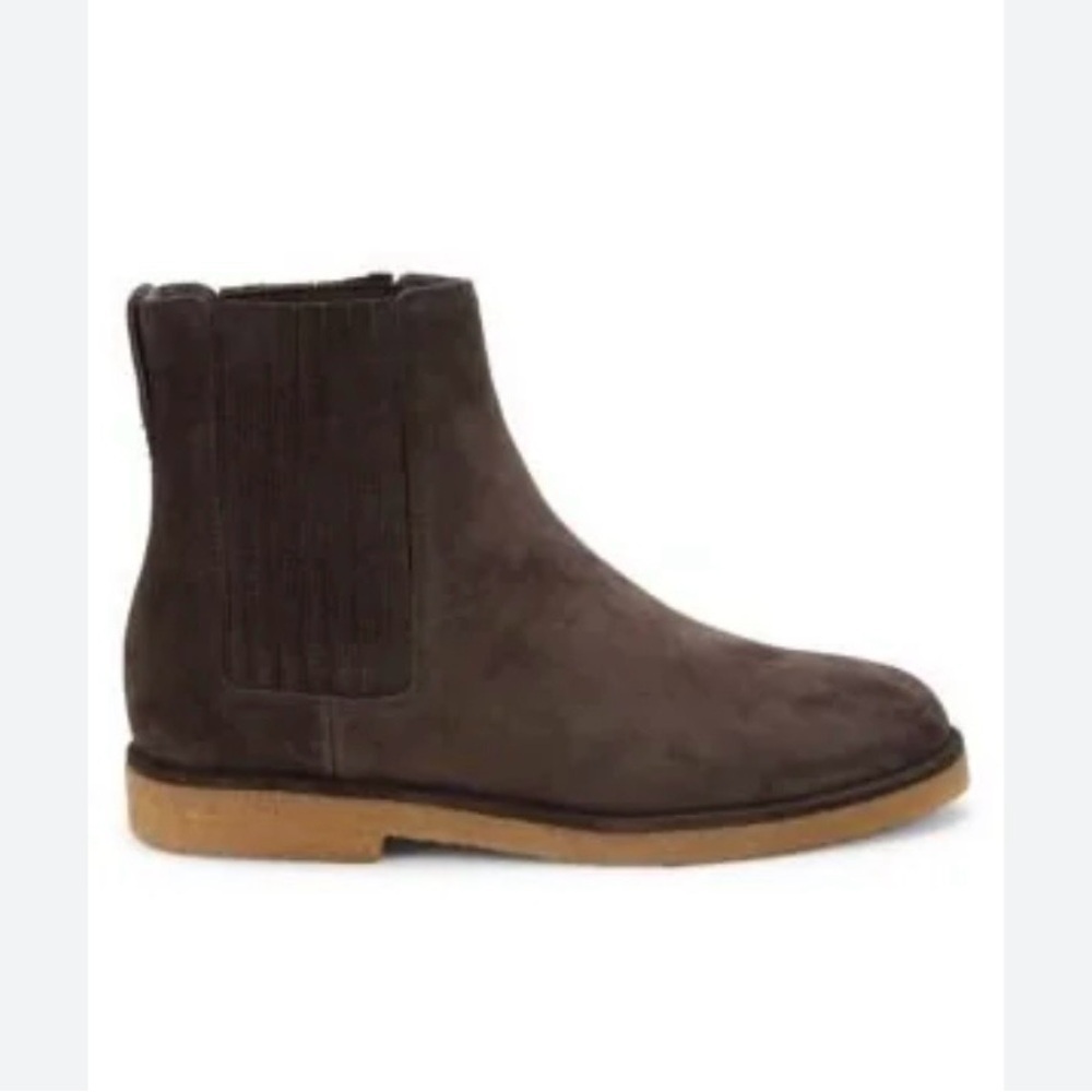 Men’s Vince.Chocolate Brown Suede Ankle Chelsea Boots Pull On Rubber Sole Casual